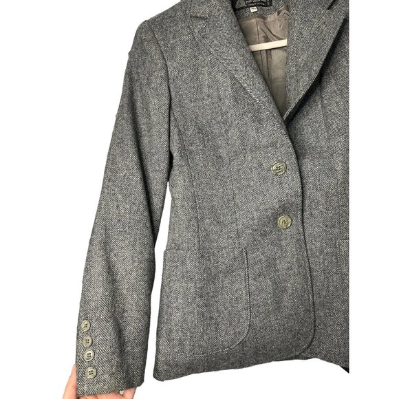 100% Pure Virgin Wool Button Up Ladies Gray Career Wear Blazer Jacket SZ 7/8 - Picture 4 of 5